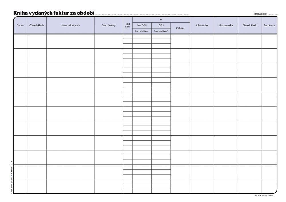 1010 Kniha vydaných faktur /pohledávek/
