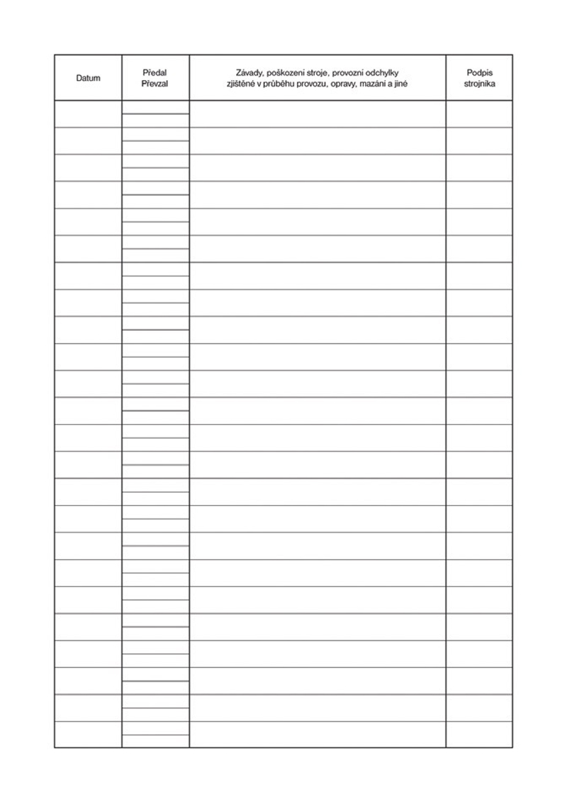 1234 Provozní deník stroje A4/22l