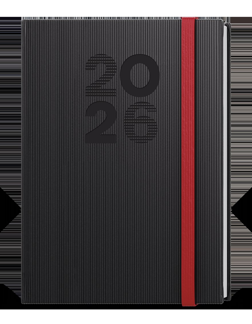 *B26  BDD23-2-26  Denní diář - David - Vigo - A5 - černá , červená gumička