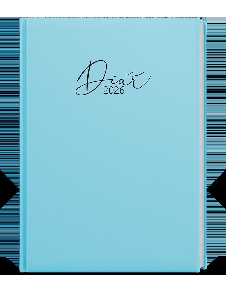 *B26  BDD9P-11-26  Denní diář - David - Lamino Pastel - A5 - modrá , nepoškrabatelné matné lamino, parciální lak