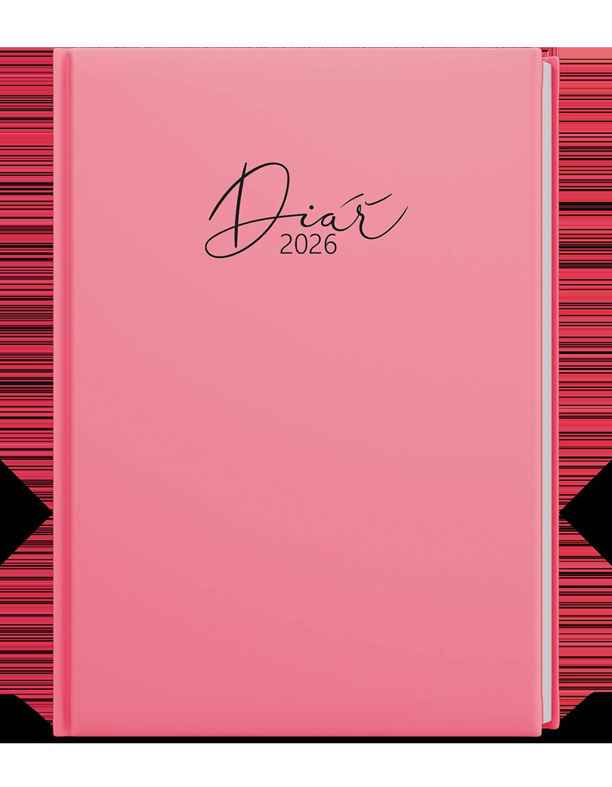 *B26  BDD9P-51-26  Denní diář - David - Lamino Pastel - A5 - růžová , nepoškrabatelné matné lamino, parciální lak