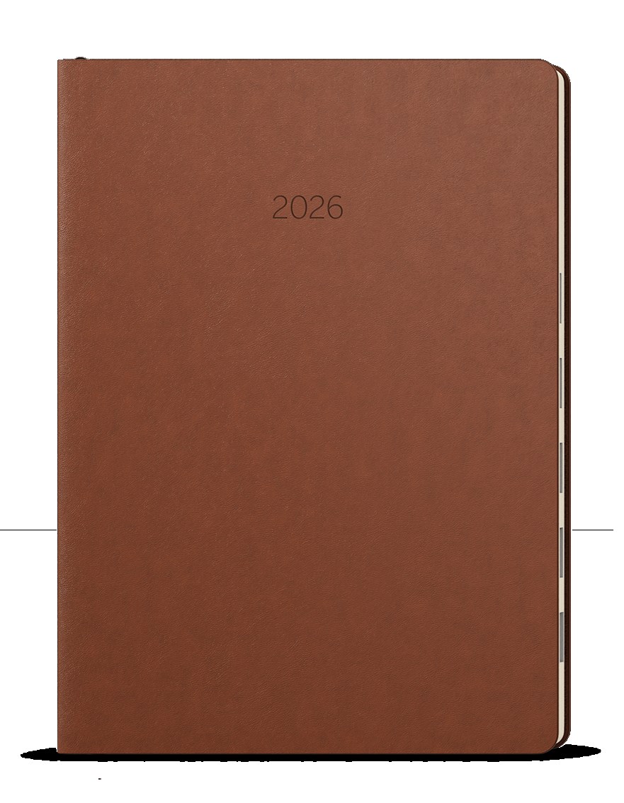 *B26  BDM10-7-26  Denní diář - Maxim - B5 - hnědá , kulaté rohy, krémový papír