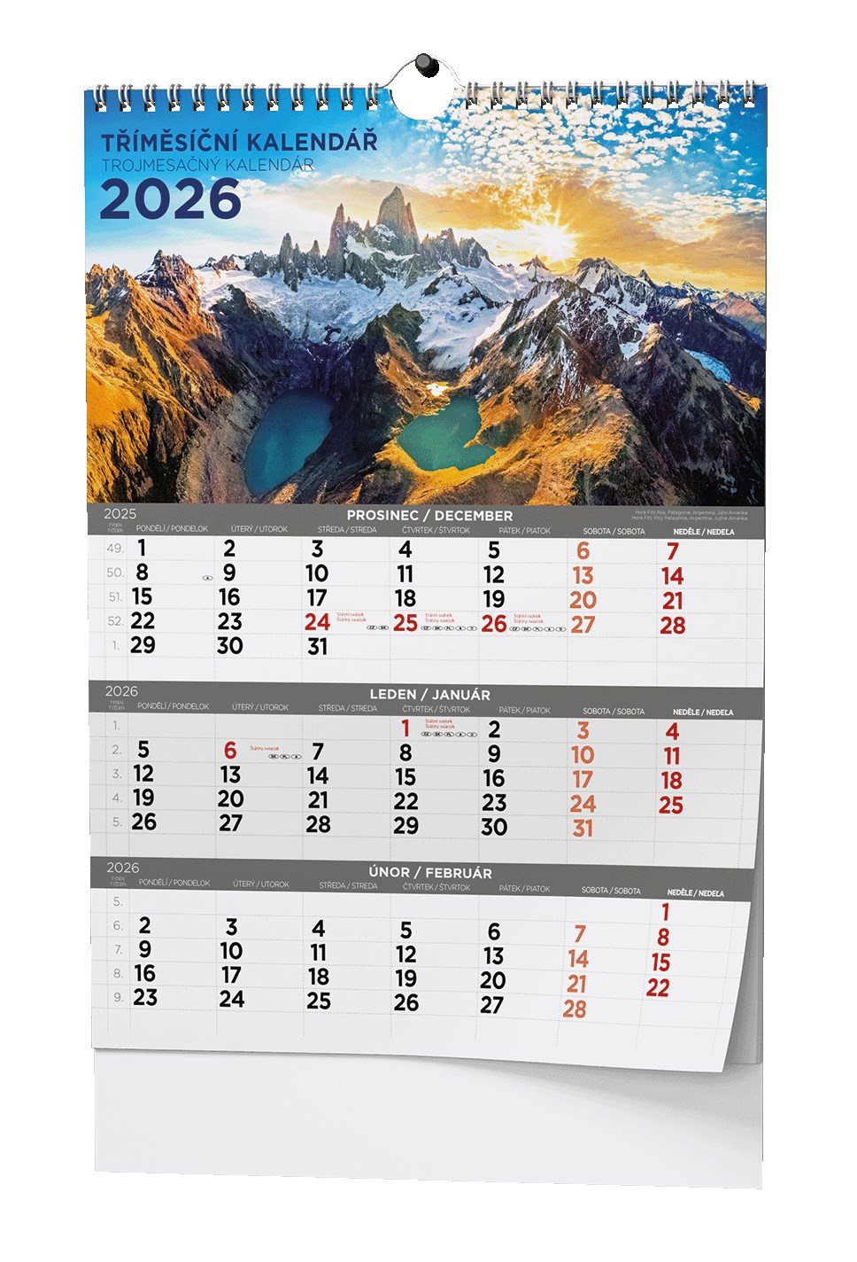 *B26  BNC8-26  Tříměsíční - A3 (s mezinárodními svátky) - Obrázkový