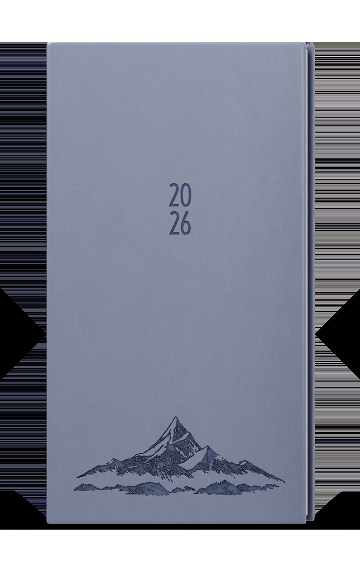 *B26  BTJ61-15-26  Týdenní diář - Jakub - Vivella s ražbou - kapesní -  holubí šeď - Hory