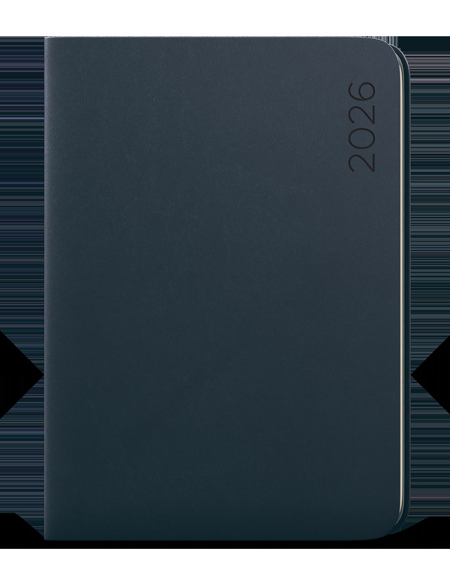 *B26  BTO22-14-26  Týdenní diář - Oskar - Nuba - A5 – antracitová , imitace semiše, kulaté rohy