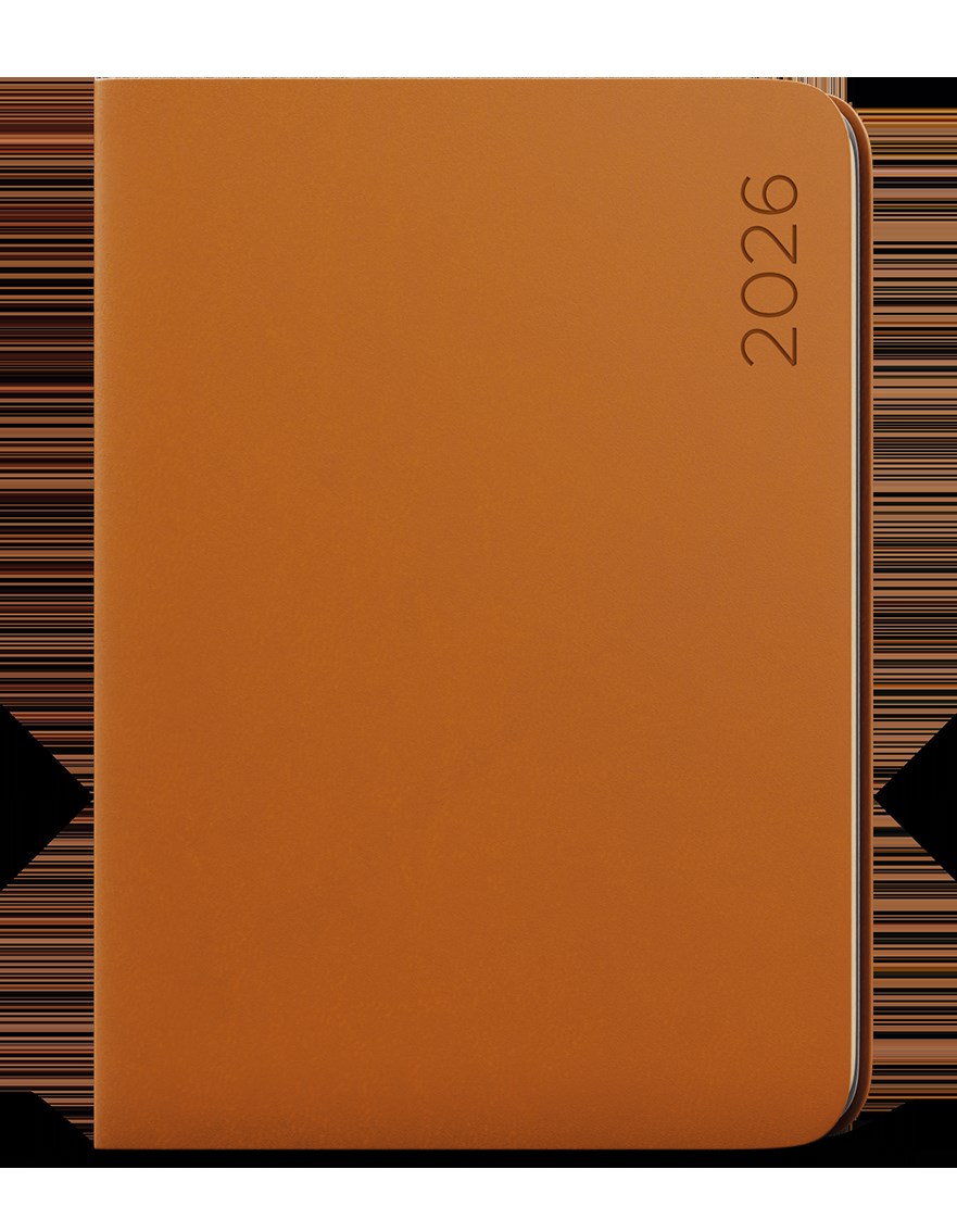 *B26  BTO22-30-26  Týdenní diář - Oskar - Nuba - A5 - písková , imitace semiše, kulaté rohy