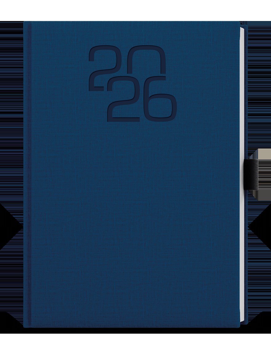 *B26  BTO27-1-26  Týdenní diář - Oskar - Fabric - A5 - modrá , poutko