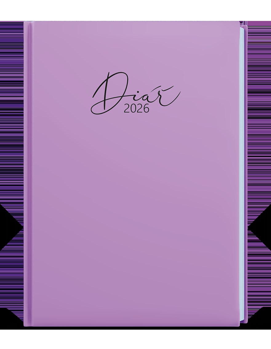 *B26  BTO9P-40-26  Týdenní diář - Oskar - Lamino Pastel - A5 - fialová , nepoškrabatelné matné lamino, parciální lak