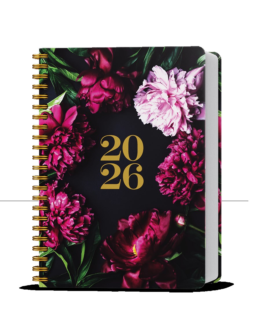*B26  BTO9S-1-26  Týdenní diář - Oskar - Twin - A5 - Pivoňky , spirála