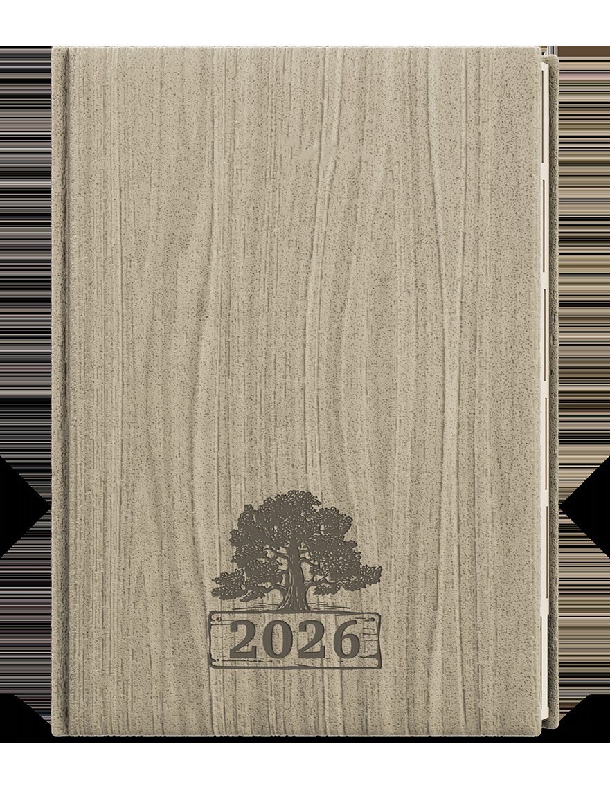 *B26  BTOk65-27-26  Týdenní diář - Oskar - Wood - A5 - světle hnědá , krémový papír