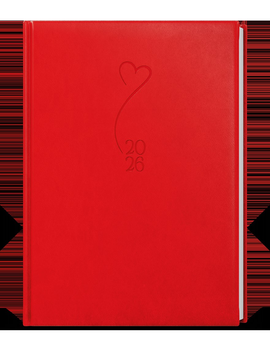 *B26  BTP61-6-26  Týdenní diář - Prokop - Vivella s ražbou - B6 - červená - Srdce