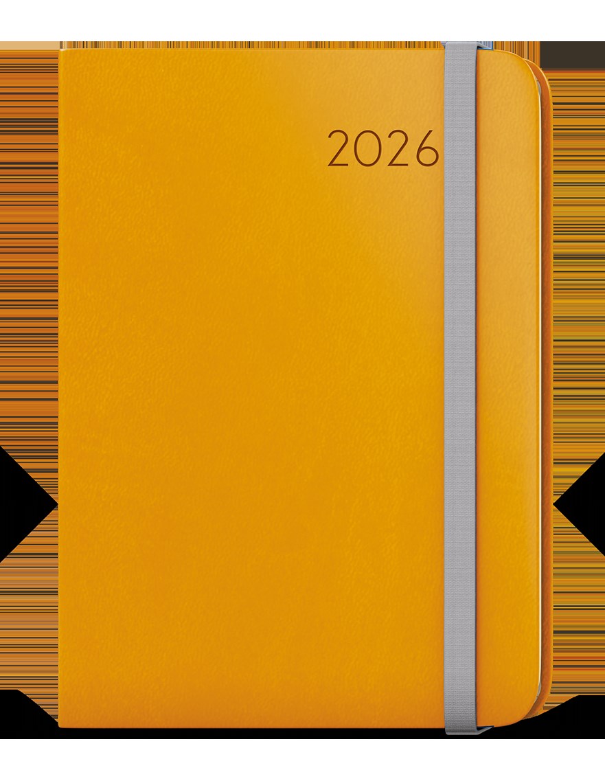 *B26  BTZ3-23-26  Týdenní diář - Zoro - Flexi - A5 - okrová , kulaté rohy, šedá gumička