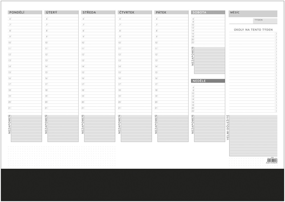 *B26  OS100  Stolní plánovač A2 - týd. mapa - s lištou - 50 listů