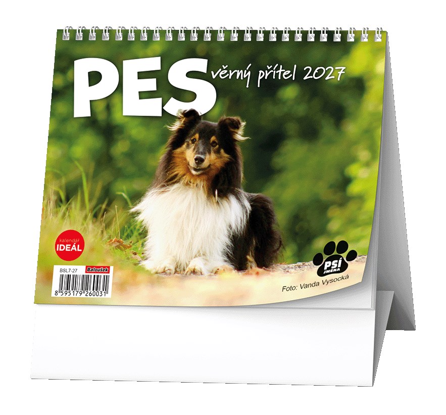 *B27  BSL7-27  Stolní kalendář - IDEÁL - Pes - věrný přítel /s psími jmény/