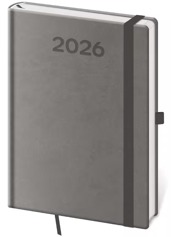 *H26  DPP422-13-26   Diář denní A5 Print Pop - šedá , 145x205