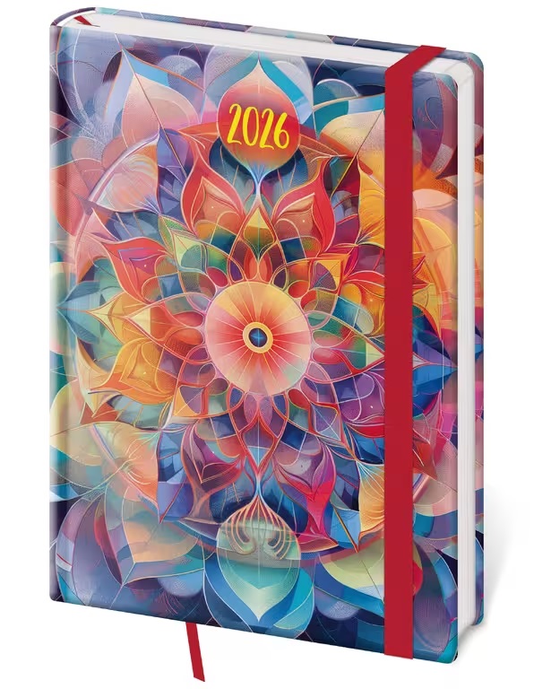 *H26  DV422-16-26   Diář denní A5 Vario - Kaleidoscope s gumičkou , 145x205