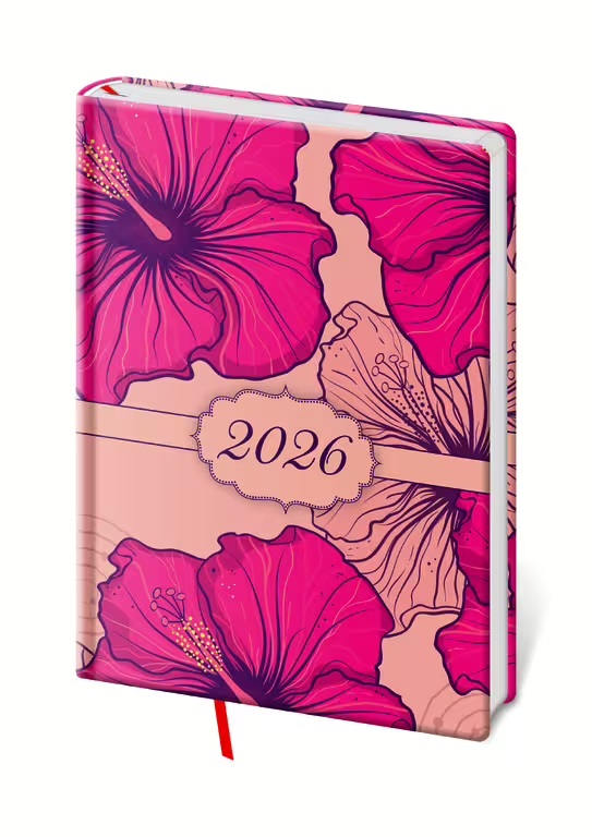 *H26  DV423-36-26   Diář týdenní A5 Vario Lyra - Hibiscus , 145x205