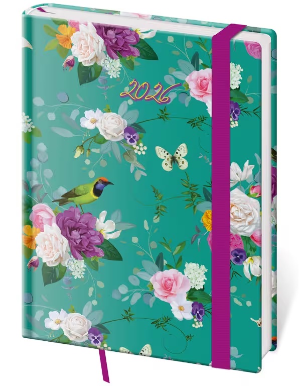 *H26  DV432-14-26   Diář denní B6 Vario - Romance s gumičkou , 120x165