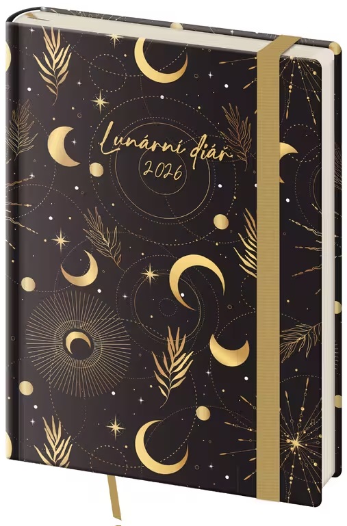 *H26  DZ440-1-26   Diář týdenní B6 lunární Luna s gumičkou , 125x176