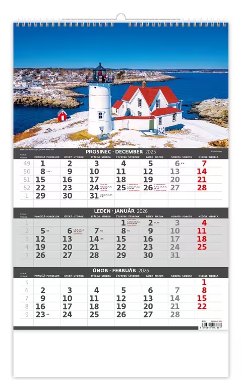 *H26  N202-26  nástěnný kalendář  Pobřeží  – 3měsíční/Pobrežie – 3mesačné  , 315x450(70)