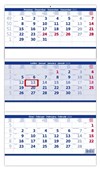 *H26  N208-26  nástěnný kalendář  Tříměsíční skládaný modrý , 315x555(35)