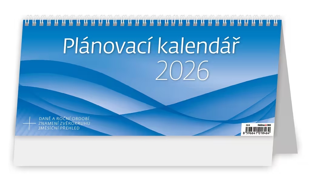 *H26  S64-26  stolní  Plánovací kalendář MODRÝ , 301x135(35)