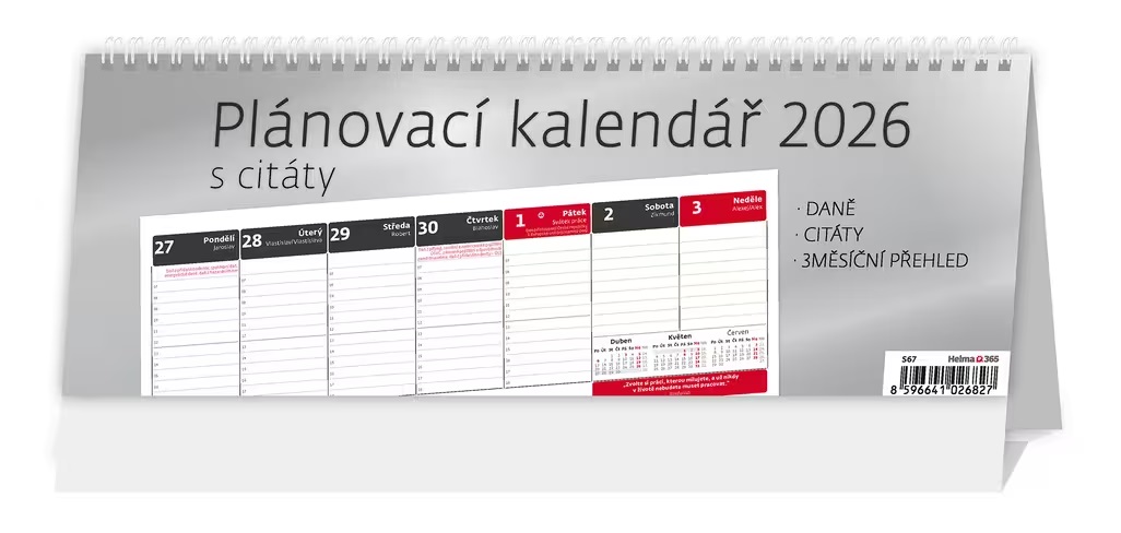 *H26  S67-26  stolní  Plánovací kalendář s citáty , 285x104(35)