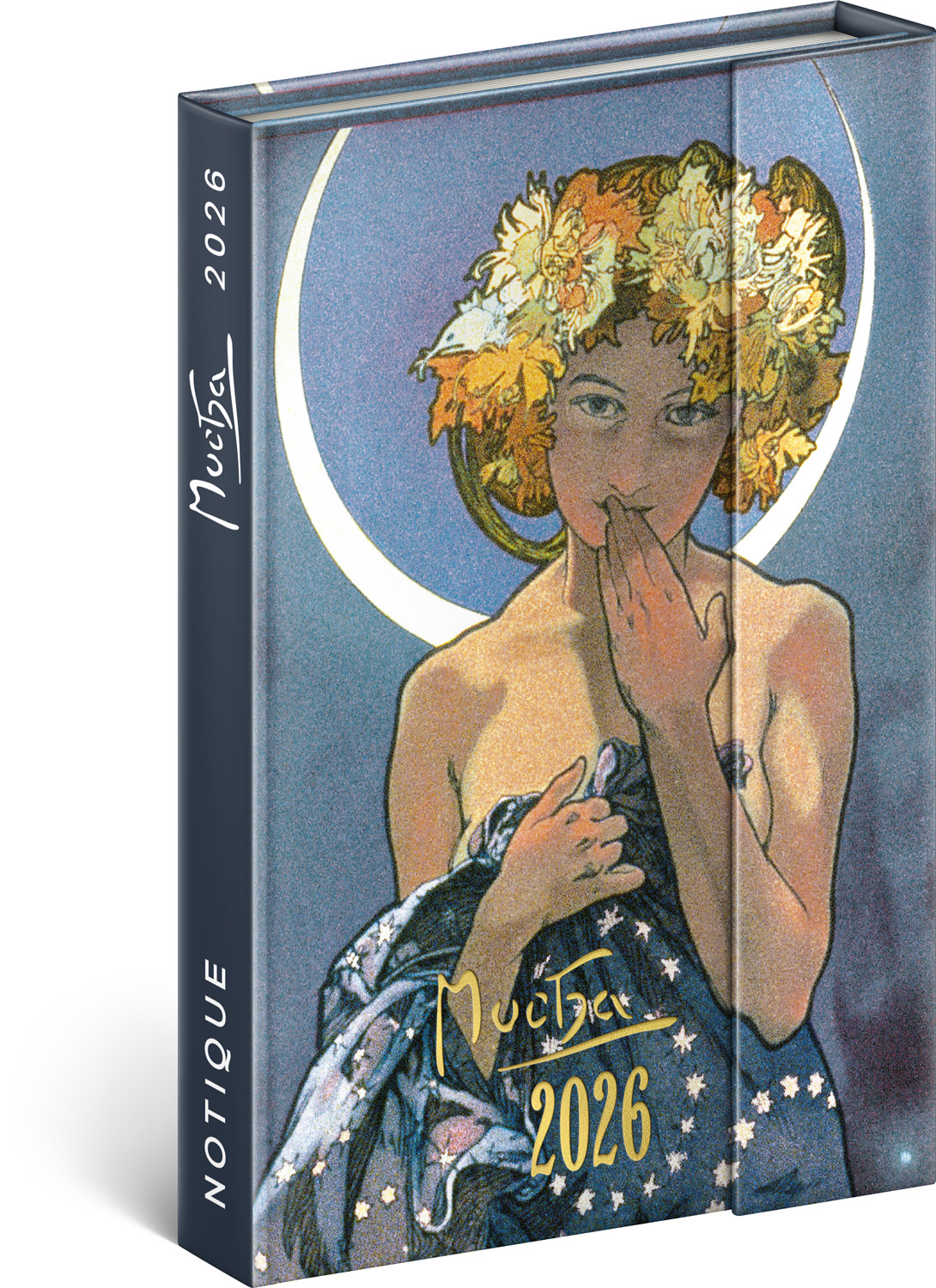 *P26  PGD-35561-Z  NOTIQUE Týdenní magnetický diář Alfons Mucha 2026, 11 x 16 cm