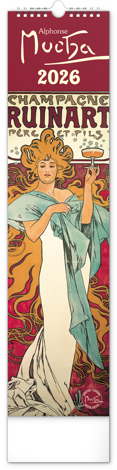 *P26  PGN-35756-L  NOTIQUE Nástěnný kalendář Alfons Mucha 2026, 12 x 48 cm