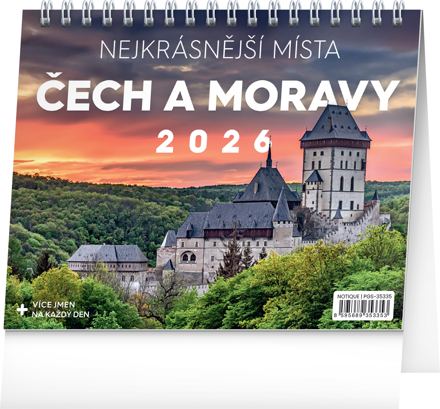 *P26  PGS-35335  NOTIQUE Stolní kalendář Nejkrásnější místa Čech a Moravy 2026, 16,5 x 13 cm