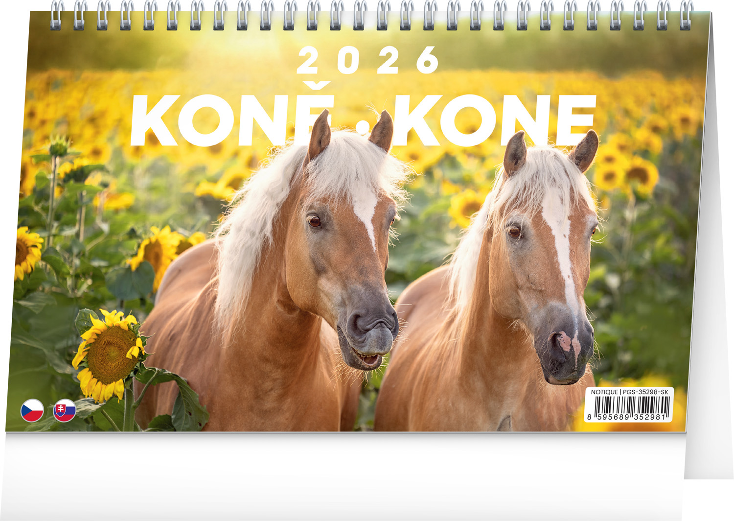 *P26  PGS-35346  NOTIQUE Stolní kalendář Koně – Kone CZ/SK 2026, 23,1 x 14,5 cm