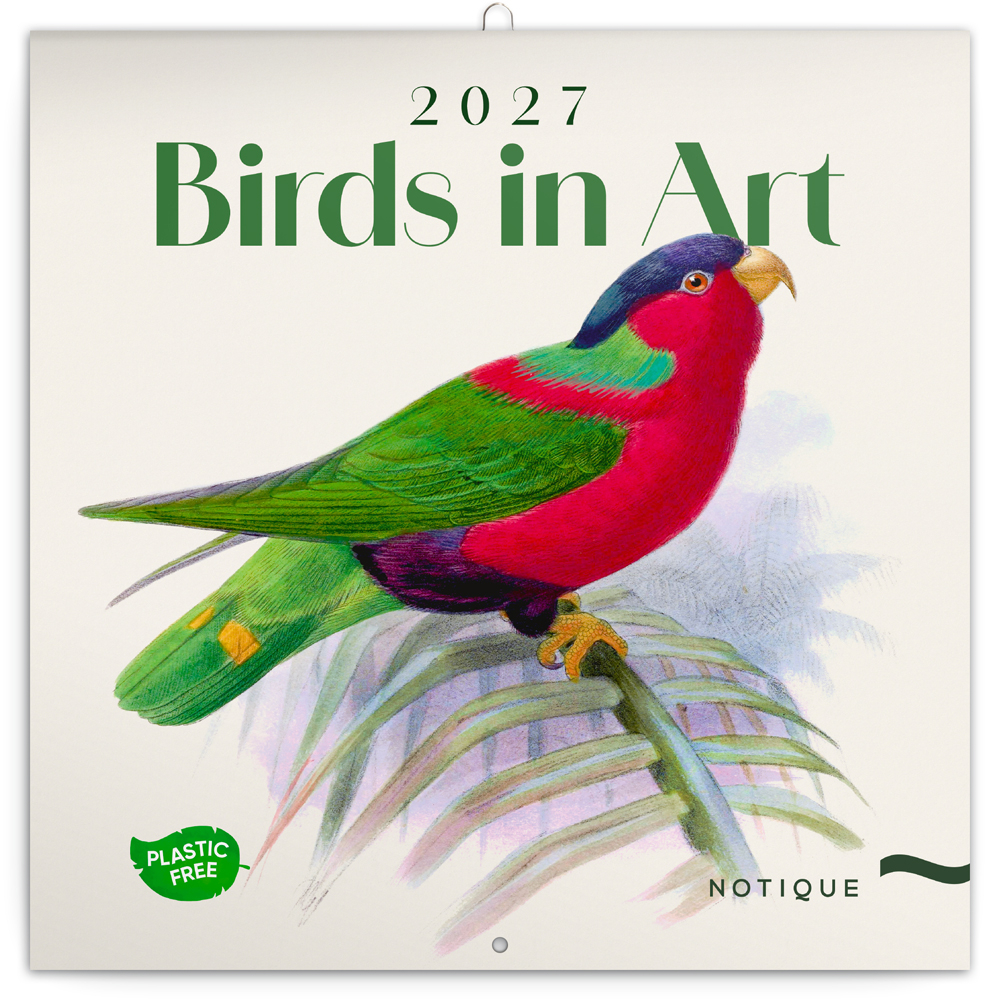 *P27  PGP-36977  NOTIQUE Poznámkový kalendář Ptáčci 2027, PLASTIC FREE, 30 x 30 cm