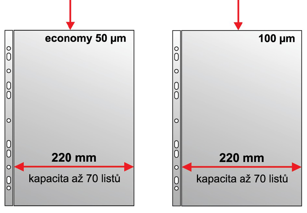 obal A4 U závěsný rozšířený MAXI 100my 2-050