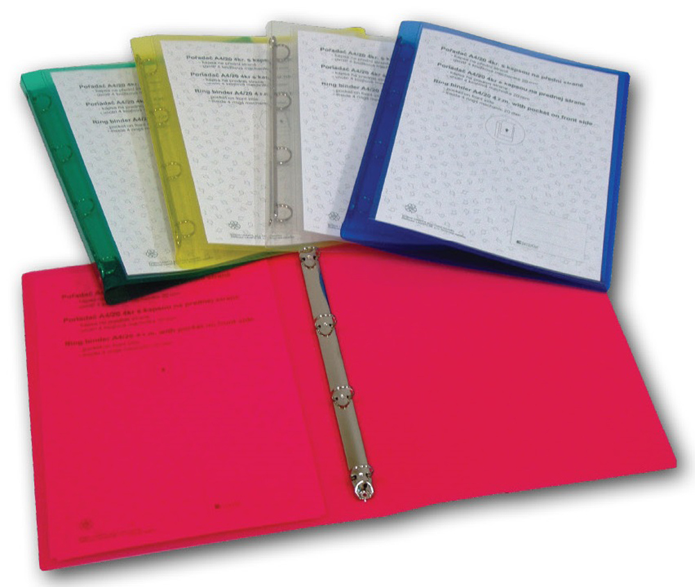 pořadač A4 PP 4-kroužek s kapsou 5220