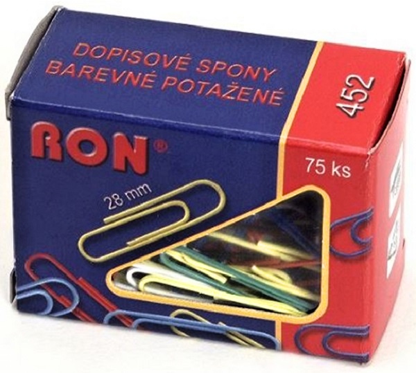 sponky kancelářské 452 B  28mm barevné 75 ks